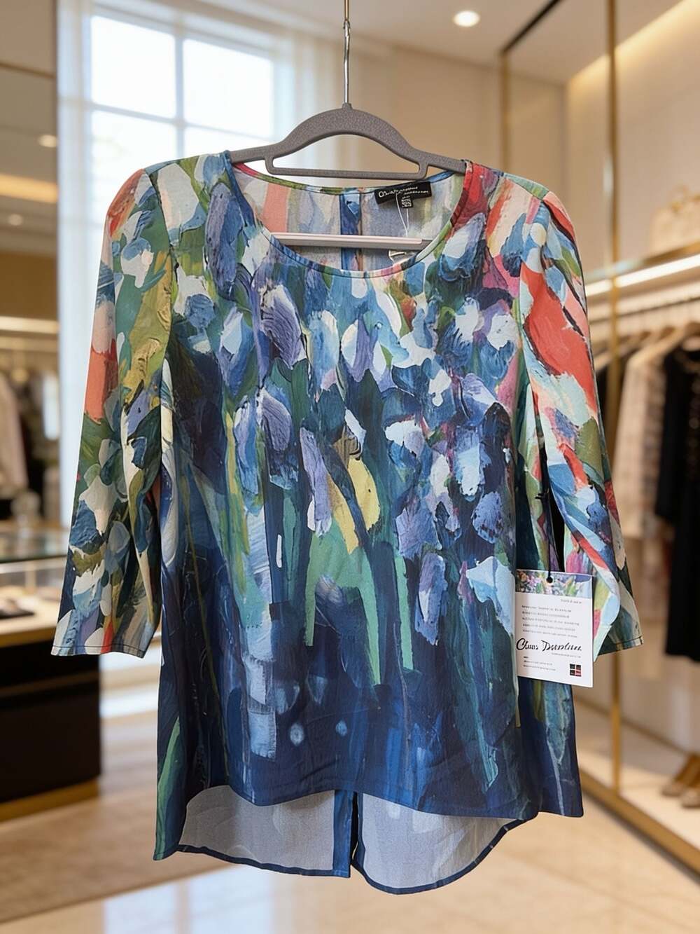 Claire Desjardins Full Bloom Abstract Print Button Back Top Size S